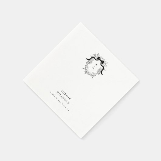 Viktorianische Bow Monogram Wedding oder Engagemen Serviette (Ecke)