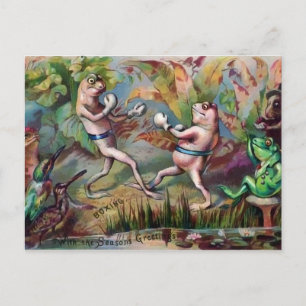 Viktorianische Boxfrösche Weihnachtspostkarte Postkarte
