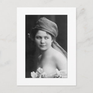 Viktorianische Braut in Schwarz und Weiß Postkarte