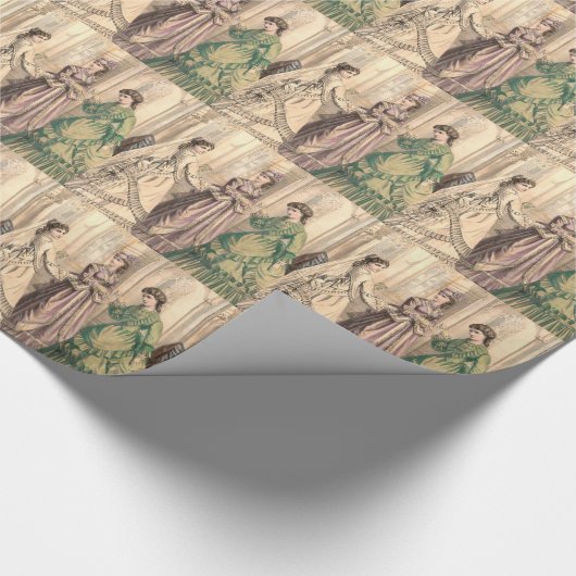Viktorianische Braut und Begleiter Geschenkpapier (Ecke)