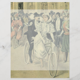 Viktorianische Braut und großräumiges Fahrrad