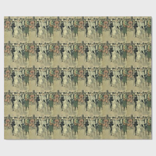 Viktorianische Braut und großräumiges Fahrrad Geschenkpapier (Flach)