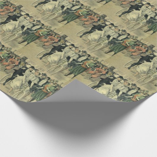 Viktorianische Braut und großräumiges Fahrrad Geschenkpapier (Ecke)