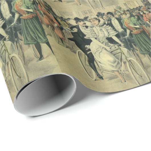 Viktorianische Braut und großräumiges Fahrrad Geschenkpapier (Rolleneckpunkt)