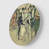 Viktorianische Braut und großräumiges Fahrrad Große Wanduhr (Winkel)