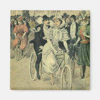 Viktorianische Braut und großräumiges Fahrrad