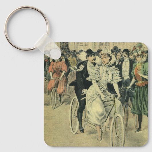 Viktorianische Braut und großräumiges Fahrrad Schlüsselanhänger (Vorderseite)