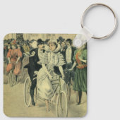 Viktorianische Braut und großräumiges Fahrrad Schlüsselanhänger (Rückseite)