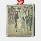 Viktorianische Braut und großräumiges Fahrrad Silbernes Ornament (Links)
