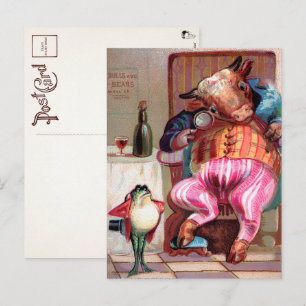 Viktorianische Bull und Frosch Postkarte