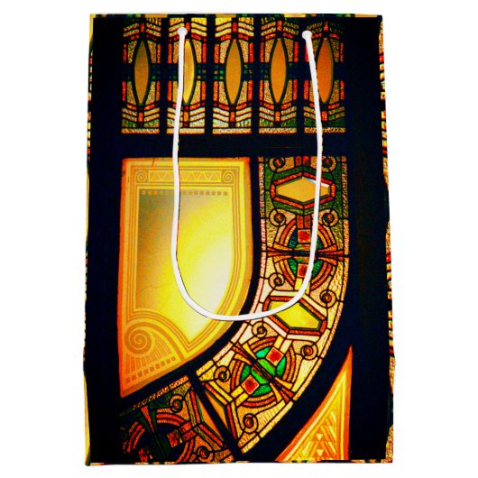 Viktorianische Buntglastür elegant Mittlere Geschenktüte (Rückseite)