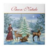 Viktorianische Buon Natale Keramik Decorative Tile Fliese (Vorderseite)