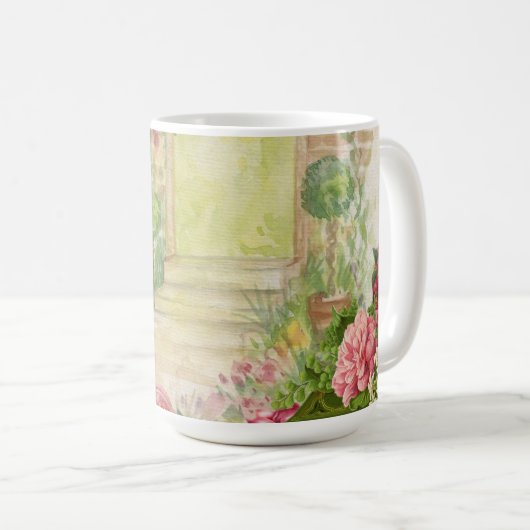 Viktorianische Cabbage-Rose Blümchen Kaffeetasse (VorderseiteRechts)