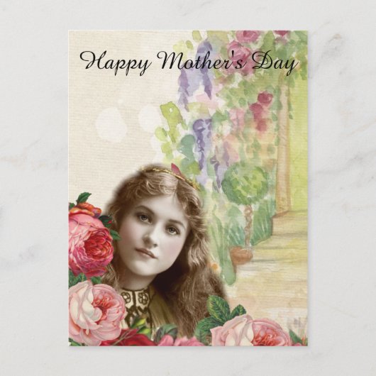 Viktorianische Cabbage-Rose Blümchen Postkarte (Vorderseite)