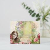 Viktorianische Cabbage-Rose Blümchen Postkarte (Stehend Vorderseite)