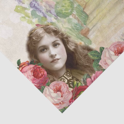 Viktorianische Cabbage-Rose Blümchen Seidenpapier (Ausschnitt)