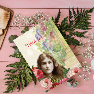 Viktorianische Cabbage Rose Blumengrüßkarte