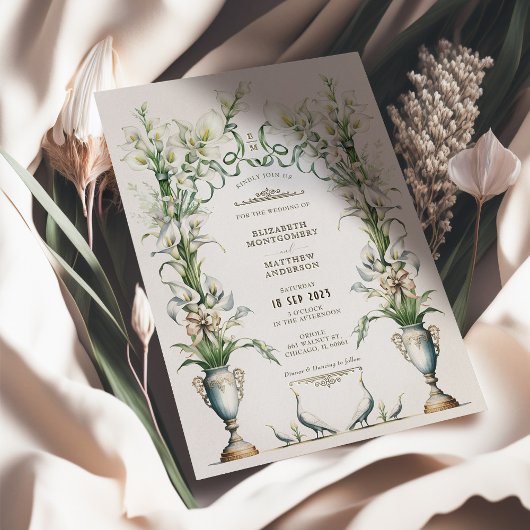 Viktorianische Calla Lily Elegance Hochzeit Einlad Folieneinladung
