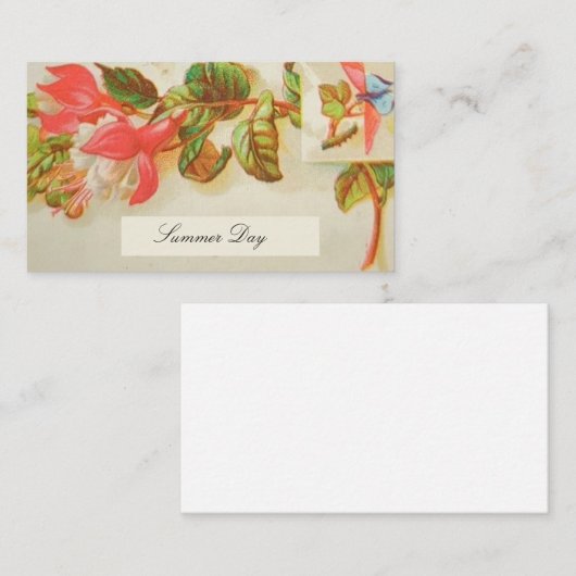 Viktorianische Calling Cards-Fuschia-Blume Visitenkarte (Vorne/Hinten)