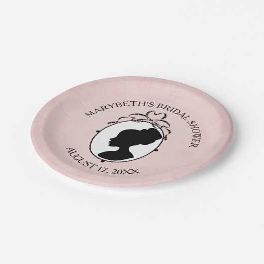 Viktorianische Cameo Brautparty Papierplatte Pappteller (Schrägansicht)