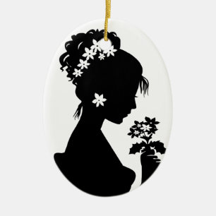 Viktorianische Cameo-Silhouette Keramikornament