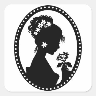 Viktorianische Cameo-Silhouette Quadratischer Aufkleber