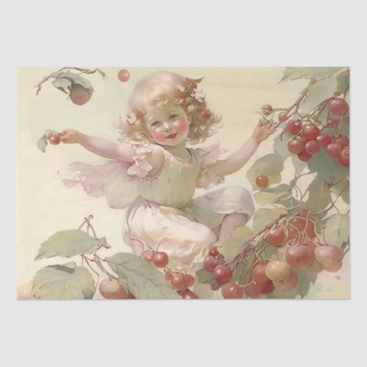 Viktorianische "Cherry Fairy" im Obstbaum Seidenpapier (Vorderseite)