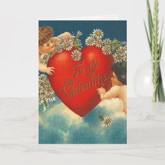 Viktorianische Cherub Valentine Card Feiertagskarte (Vorderseite)