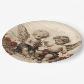 Viktorianische Cherubs mit Rose Pappteller (Schrägansicht)