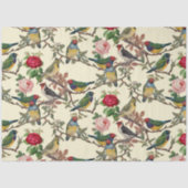 Viktorianische Chintzy Birds und Rose Muster Vinta Seidenpapier (Vorderseite)