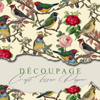 Viktorianische Chintzy Birds und Rose Muster Vinta Seidenpapier