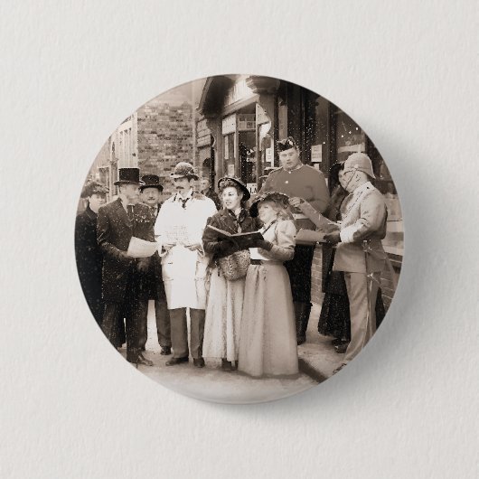 VIKTORIANISCHE CHRISTMAS CAROL SINGERS BUTTON (Vorderseite)