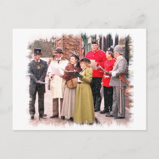 VIKTORIANISCHE CHRISTMAS CAROL SINGERS FEIERTAGSPOSTKARTE (Vorderseite)
