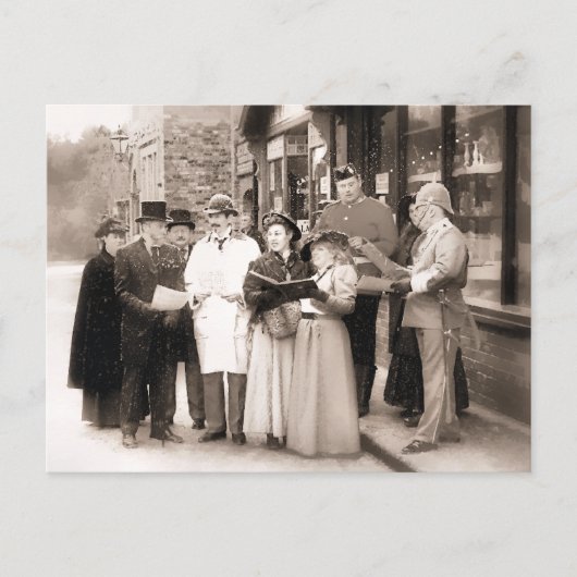 VIKTORIANISCHE CHRISTMAS CAROL SINGERS FEIERTAGSPOSTKARTE (Vorderseite)