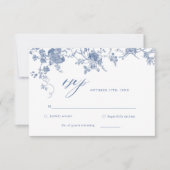 Viktorianische Classic Blue Floral Wedding RSVP Ca Karte (Vorderseite)
