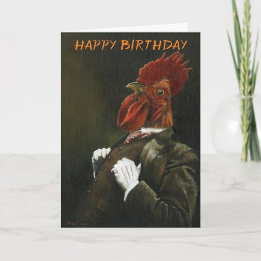Viktorianische Cockerel Geburtstagskarte Karte (Vorderseite)