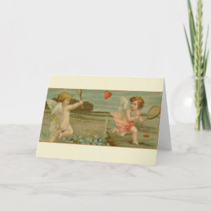Viktorianische Cupid Tennis Valentinstag Karte