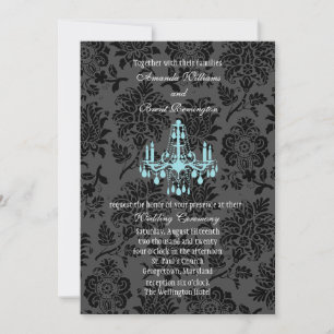 Viktorianische Damast-Hochzeitseinladung (türkisfa Einladung