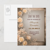 viktorianische Damast-Rose Save the Date Postkarte (Vorne/Hinten)
