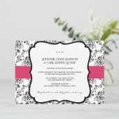 Viktorianische Damast-(Schwarzes u. Fuschia) Einladung (Stehend Vorderseite)