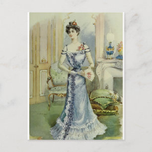 Viktorianische Dame – Alte französische Mode – Bla Postkarte