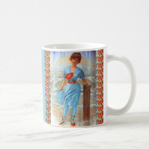 viktorianische Dame am Strand aus den 1890er Jahre Kaffeetasse