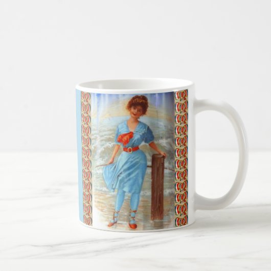 viktorianische Dame am Strand aus den 1890er Jahre Kaffeetasse (Rechts)