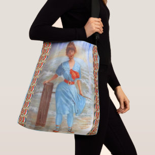 viktorianische Dame am Strand aus den 1890er Jahre Tragetaschen Mit Langen Trägern