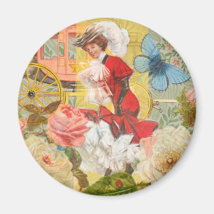 Viktorianische Dame Frau Elegant Reich Rote Illust Magnet