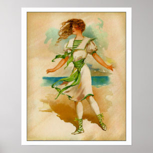 Viktorianische Dame im Baden-Kostüm Poster