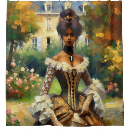 Viktorianische Dame im Gartenduschvorhang Duschvorhang (Vorderseite)