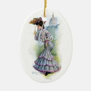 Viktorianische Dame im Lavendel-Kleid Keramikornament