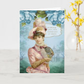 Viktorianische Dame in Rosa Karte (Gelbe Blume)