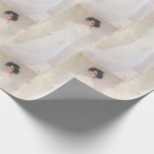 Viktorianische Dame in Weiß Klimt Geschenkpapier (Ecke)
